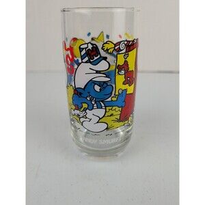 Handy Smurf Glass The Smurfs Promo Glass 1983 Peyo Wallace Berrie a
